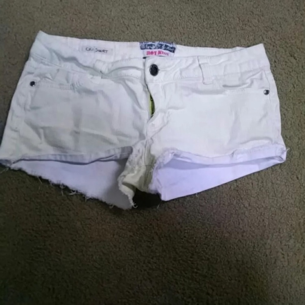Yellow and white striped shorts